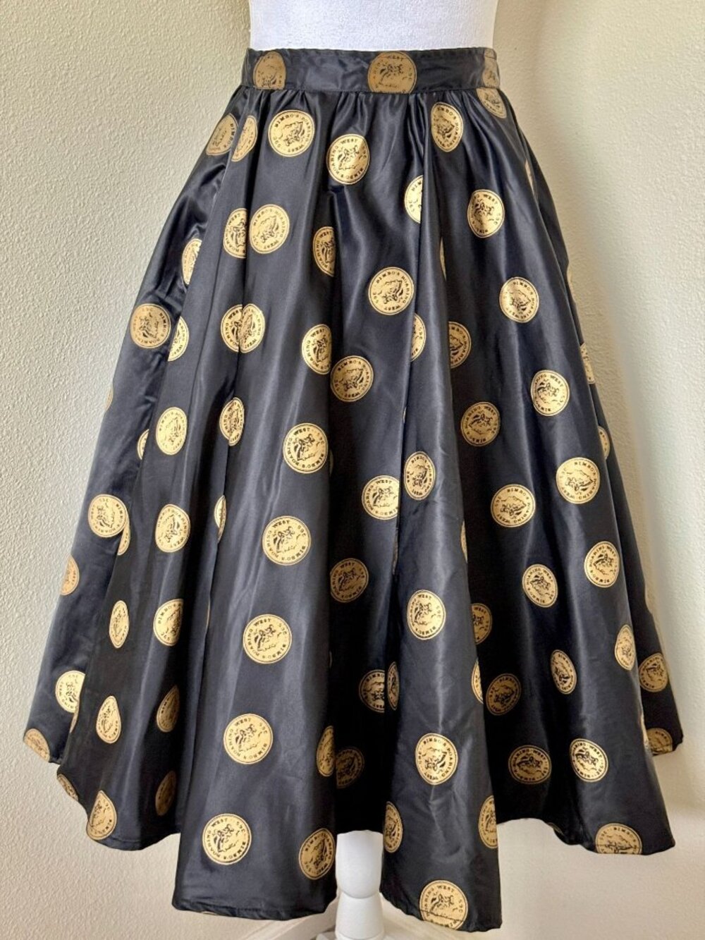 Vintage 1990s Bimbo's 365 Club San Francisco Full Circle Satin Skirt In XS